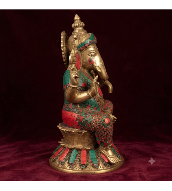 Brass ganesh lotus base sw 15 inch 