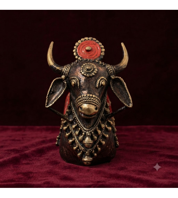 brass dokra nandi with color 