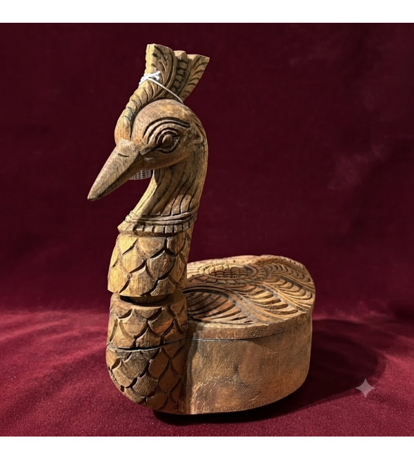 12 inch neem wood decorative peacock