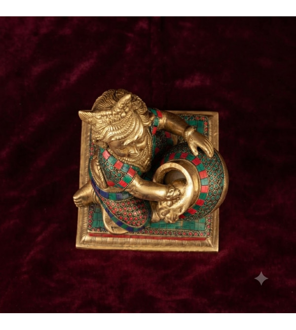Brass krishna makhan matki sw 12 inch 