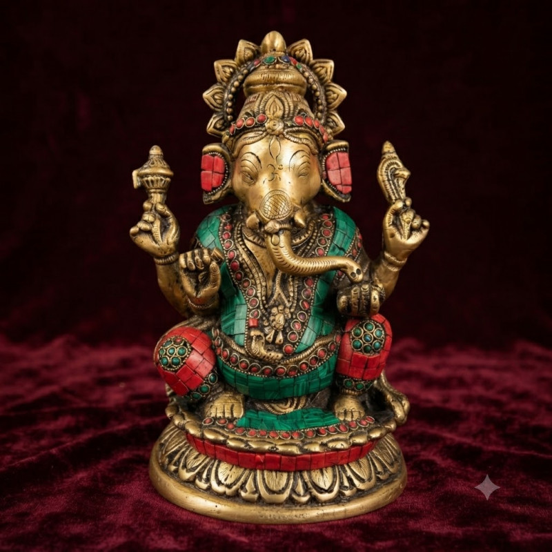 Brass ganesh lotus sw 9.5 inch