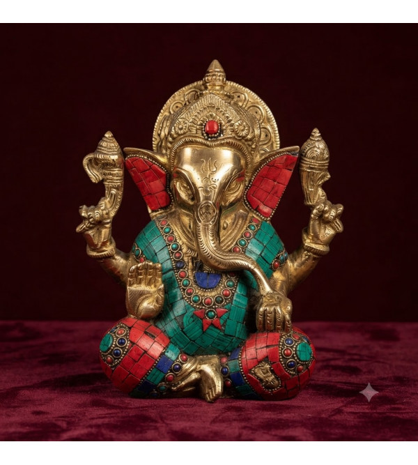 Brass ganesh mukut sw 8 inch 