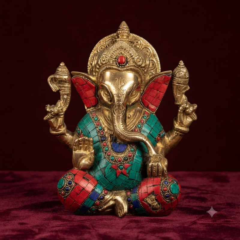 Brass ganesh mukut sw 8 inch 