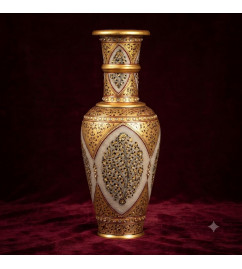 14inch vase marble gold leaf 