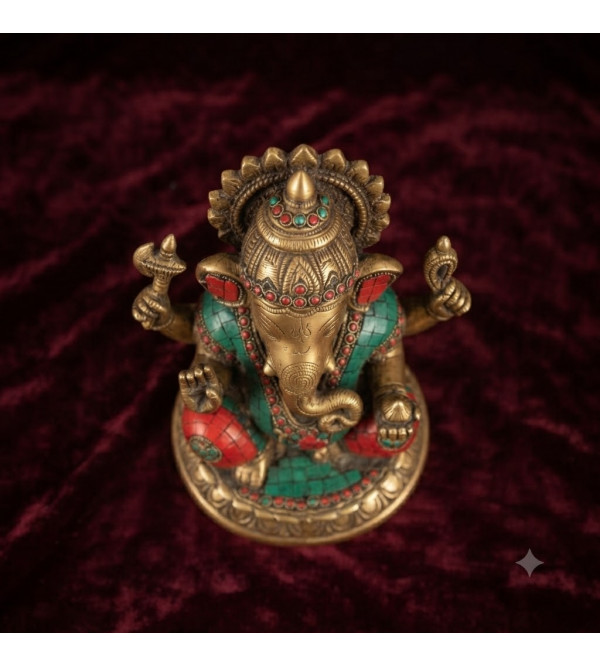 Brass ganesh lotus sw 9.5 inch