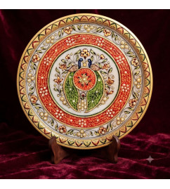Marble with gold leaf plate floral 12"
