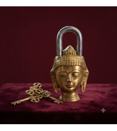 Lock with keys buddha head design 6inx3in