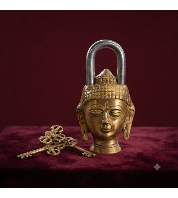 Lock with keys buddha head design 6inx3in