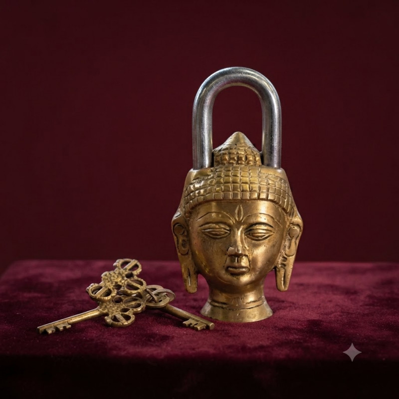 Lock with keys buddha head design 6inx3in