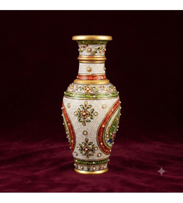 Marble with gold leaf flower vase 12x5