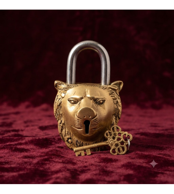 lock with keys lion face design 5.5in x 3.5in