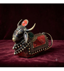 brass dokra nandi with color 
