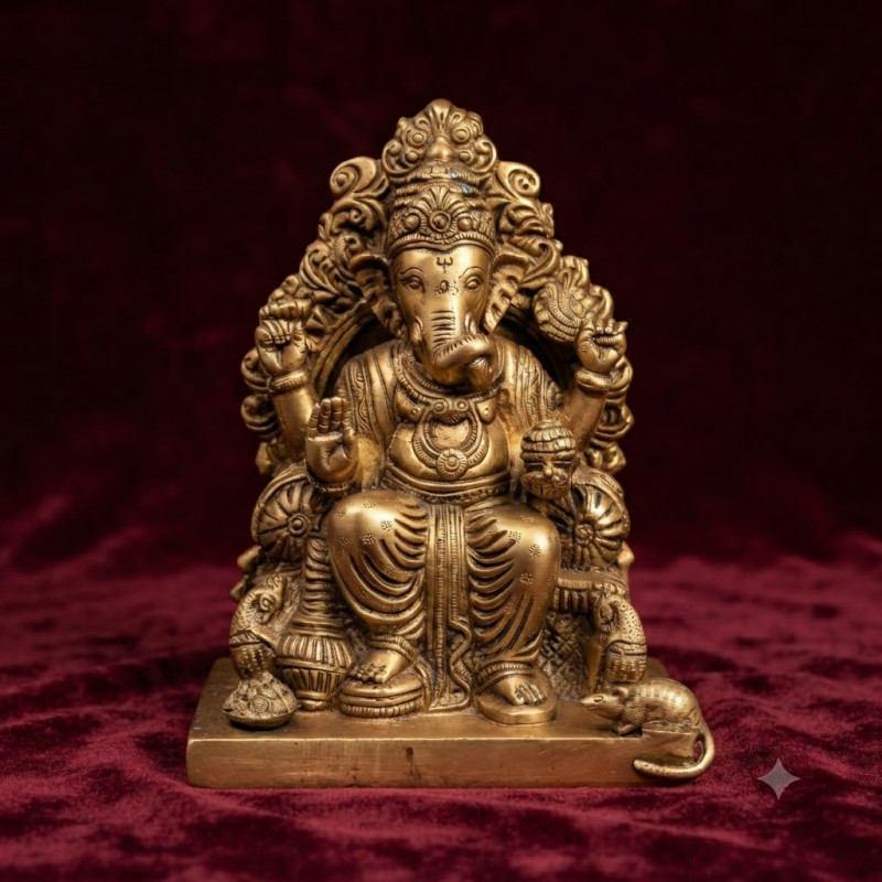 Ganesh sitting dediner throne 9inch