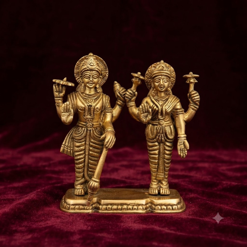 Vishnu laxmi standing on designer 6.5 inch 