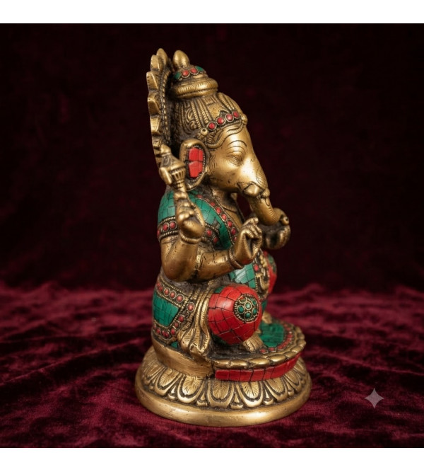 Brass ganesh lotus sw 9.5 inch