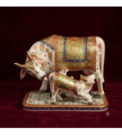 marble gold leaf cow and calf 12x15