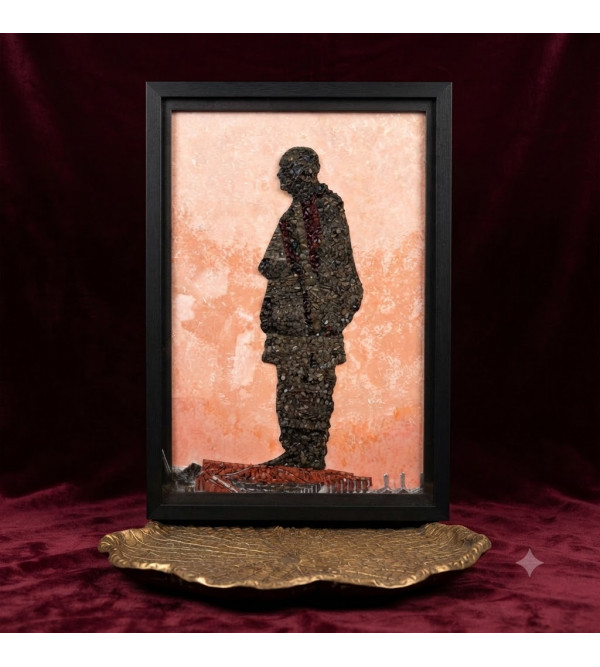 Statue of unity agate stone painting 