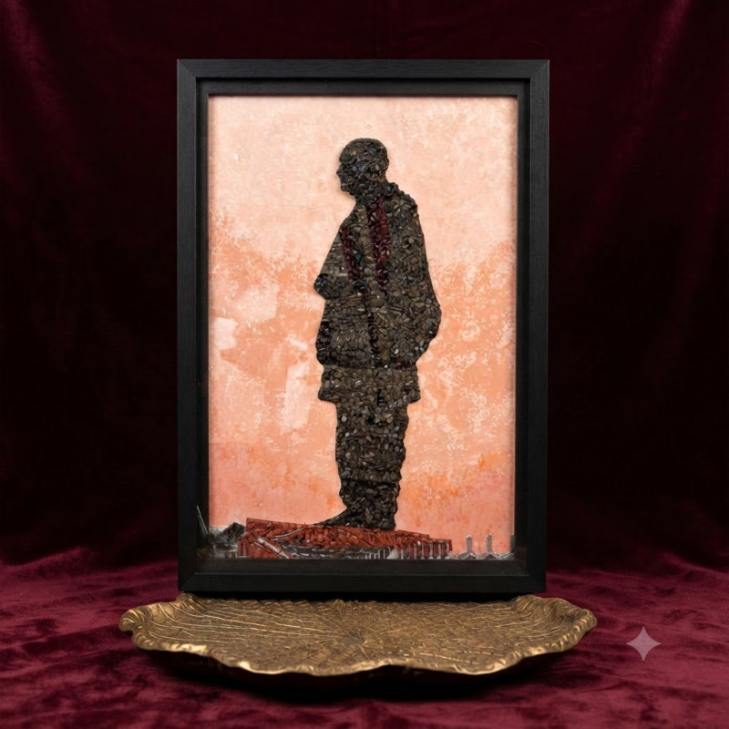 Statue of unity agate stone painting 