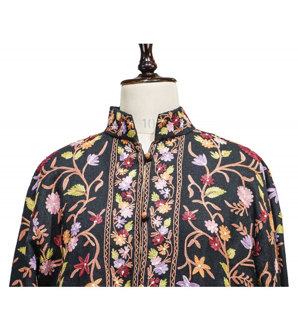 Long Woollen Jacket Jaal Embroidery