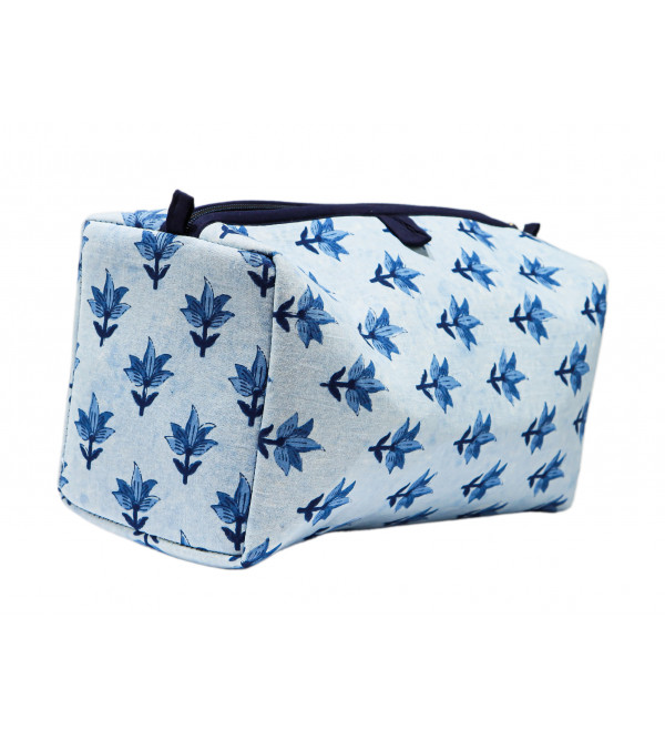  Cotton Block Print Cosmetic Bag With Assorted Colours & Designs