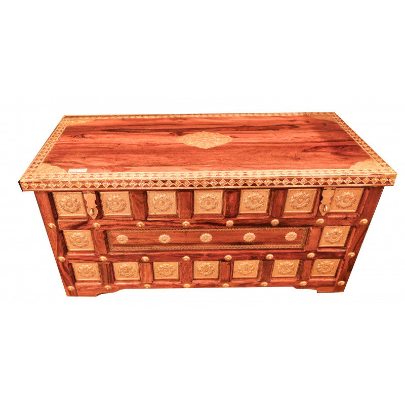 Sheesham Wood Box With Brass Work