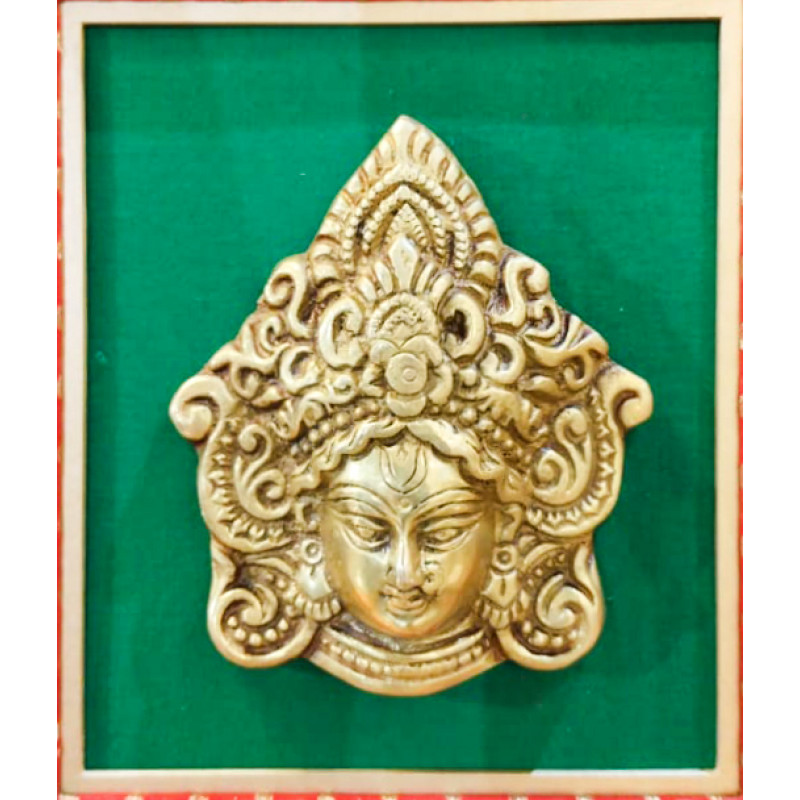 Antique Brass Durga Face Hanging Framed 
