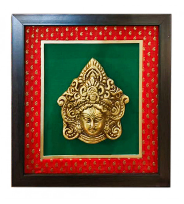 Antique Brass Durga Face Hanging Framed 