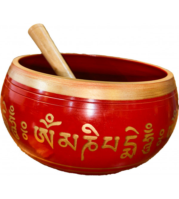 Nepali Singing Bowl Red Patina with Stick   