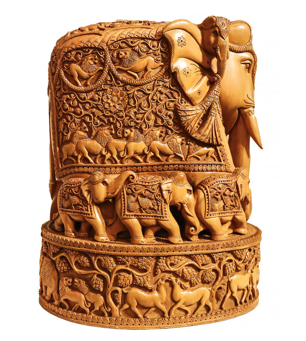 Elephant Carved with Baby Sandalwood
