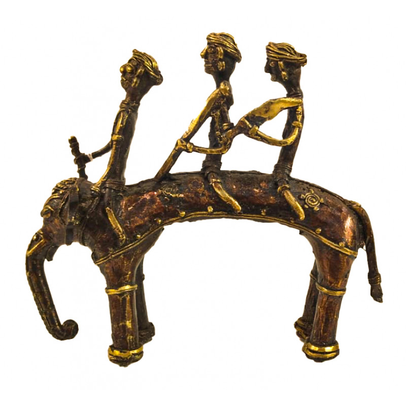 Brass Dhokra 3 Rider Elephant