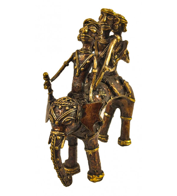 Brass Dhokra 3 Rider Elephant