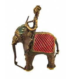 Brass Dhokra Elephant RiderAntiq Color