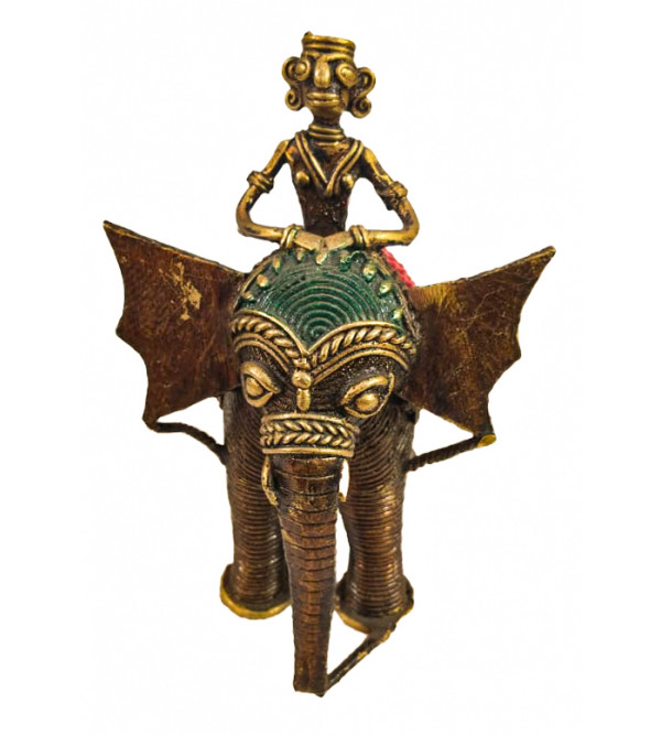 Brass Dhokra Elephant RiderAntiq Color