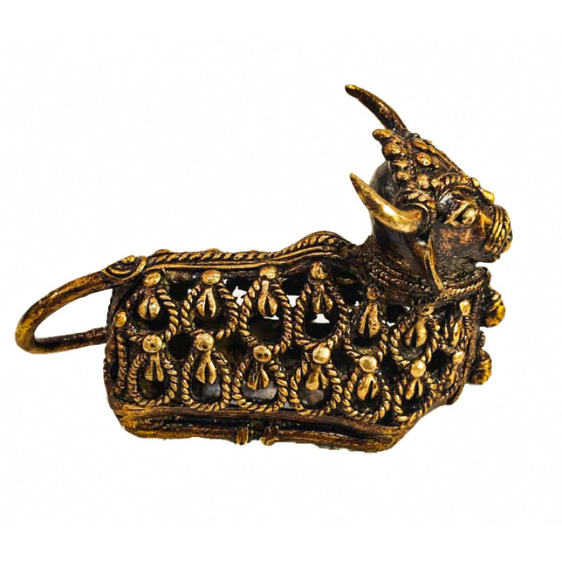  Brass Dhokra Nandi Sitting With Antiq Color