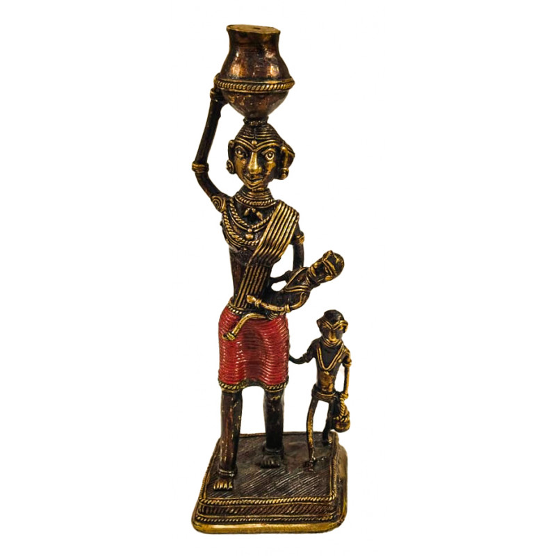 Brass Dhokra 2 Children Lady