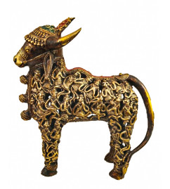 Brass Dhokra Nandi Standing With Antiq Color