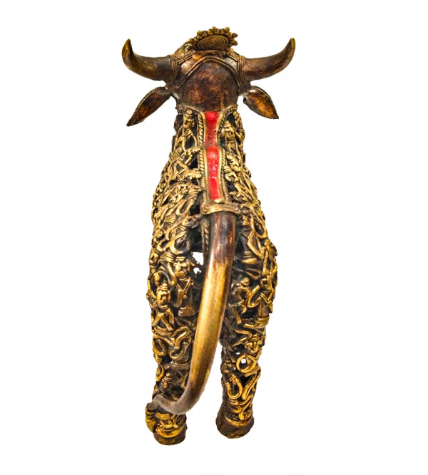 Brass Dhokra Nandi Standing With Antiq Color