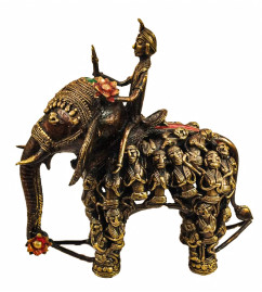 Brass Dhokra Elephant Rider Figure