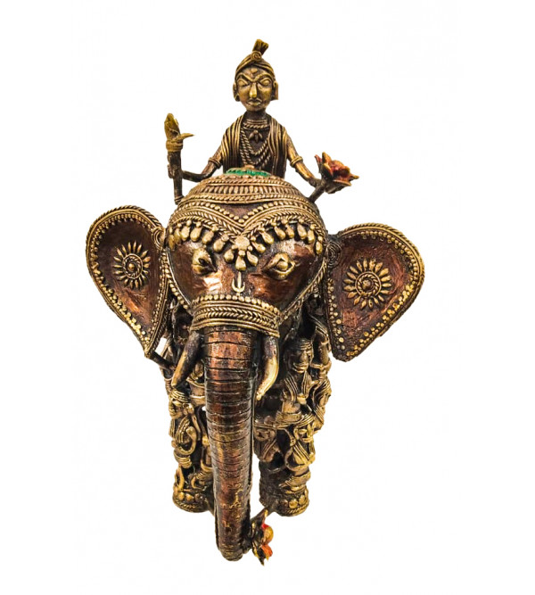 Brass Dhokra Elephant Rider Figure