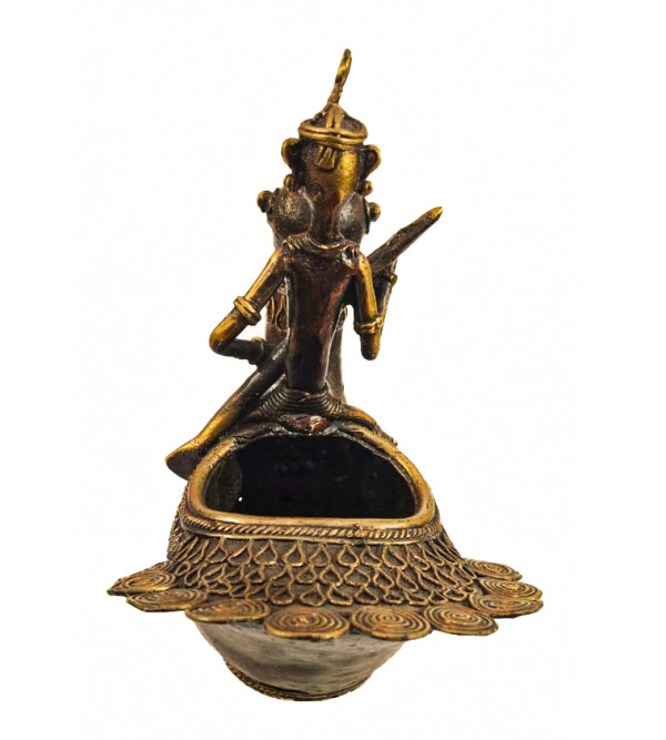 Brass Dhokra Peacock Design Pen Stand