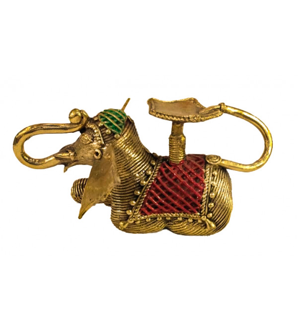 Brass Dhokra Elephant Candle Stand Antiq Color