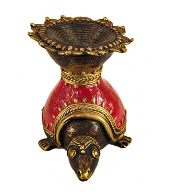 Brass Dhokra Tortoise Candle Stand Antiq Color