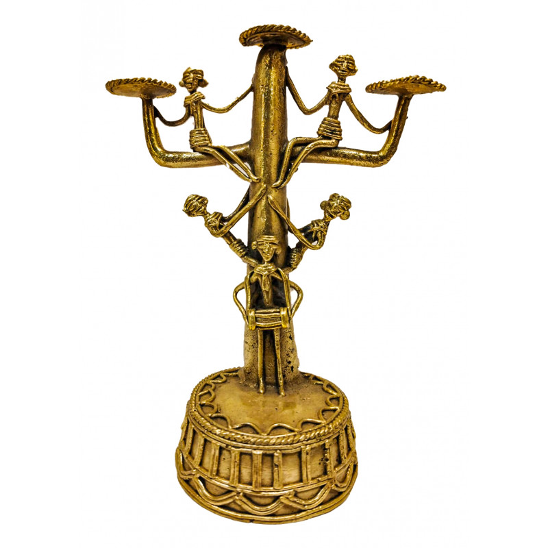 Brass Dhokra Art Candle Stand