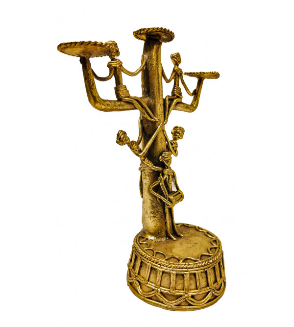 Brass Dhokra Art Candle Stand