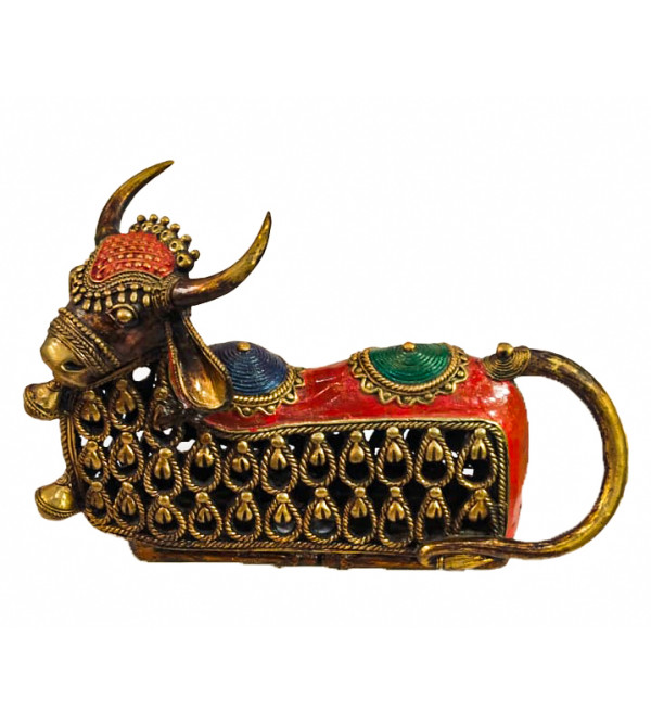 Brass Dhokra Nandi With Antiq Color