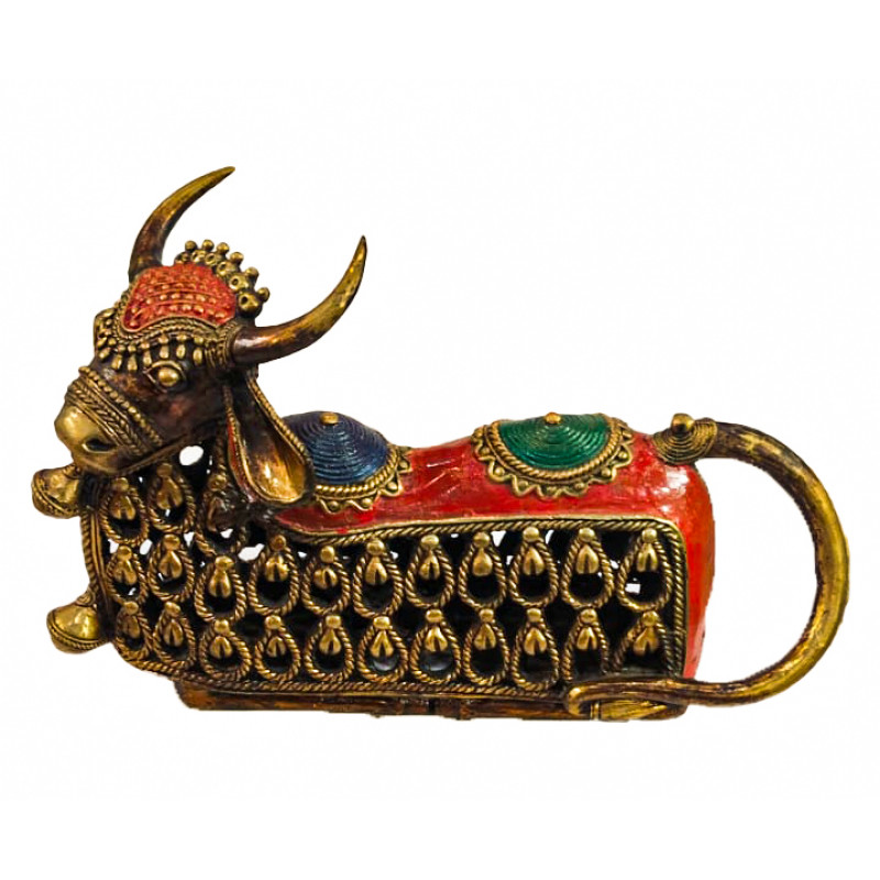 Brass Dhokra Nandi With Antiq Color