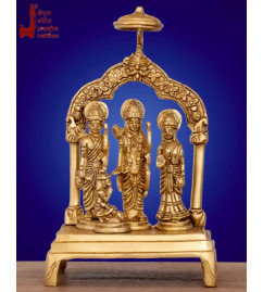 Brass Ram Darbar Idol with Decorative Arch and Umbrella