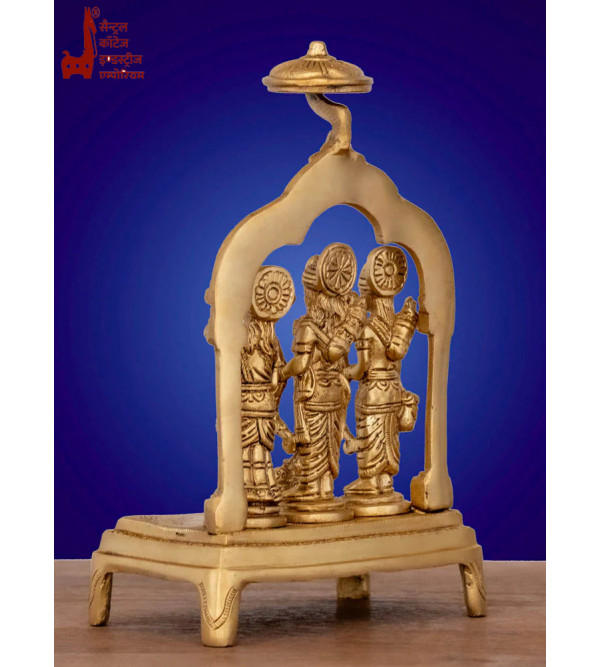 Brass Ram Darbar Idol with Decorative Arch and Umbrella