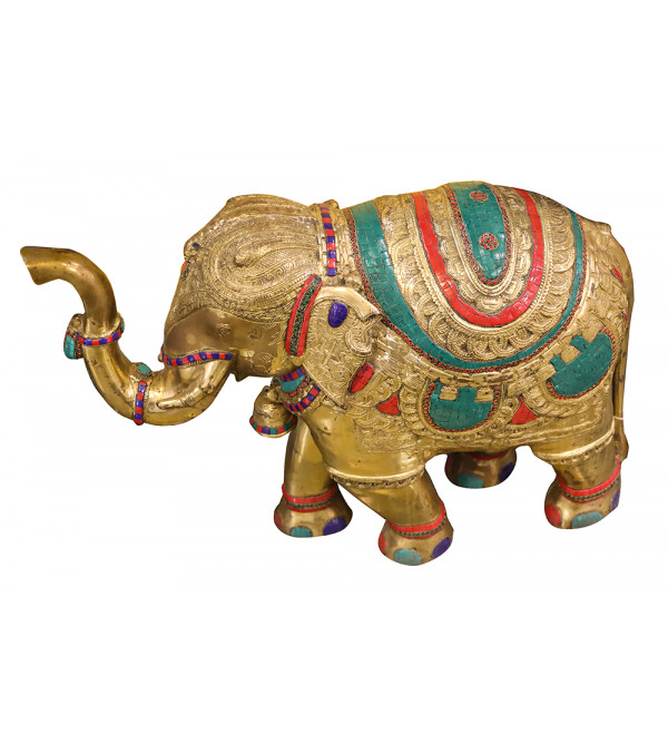 Brass Elephant Carving Figure ( Note:- Packing & Shipping Charges will be Extra as per actual.)