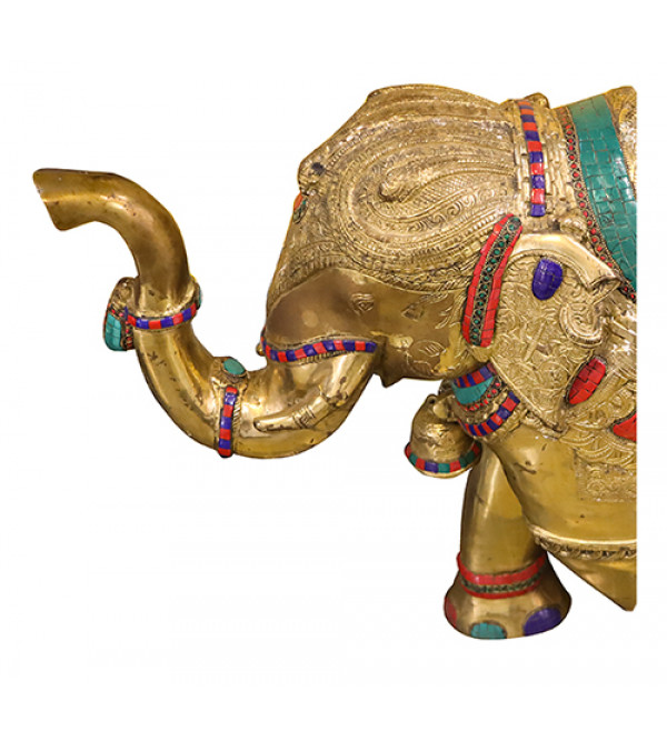 Brass Elephant Carving Figure ( Note:- Packing & Shipping Charges will be Extra as per actual.)